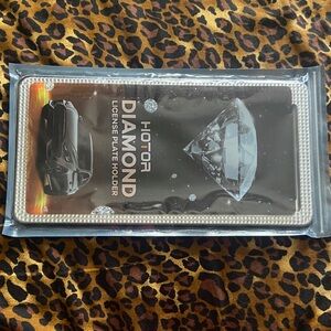 Diamond License Plate Holder - Silver